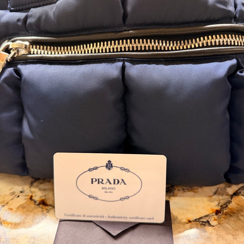 Prada Archive 2014 Tessuto Nylon Bomber Tote - Baltico - Impeccable w/ Card - Picture 2 of 11